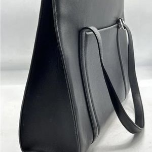 CARTIER Logo Tote Shoulder Hand Bag Leather Black Designer Purse Women 11” x 15”